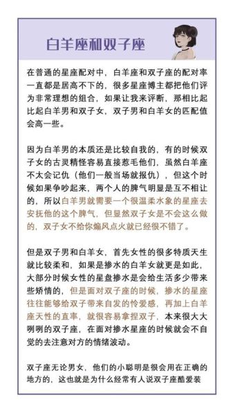 双子女和白羊女哪个可爱_性格差异与萌点解析